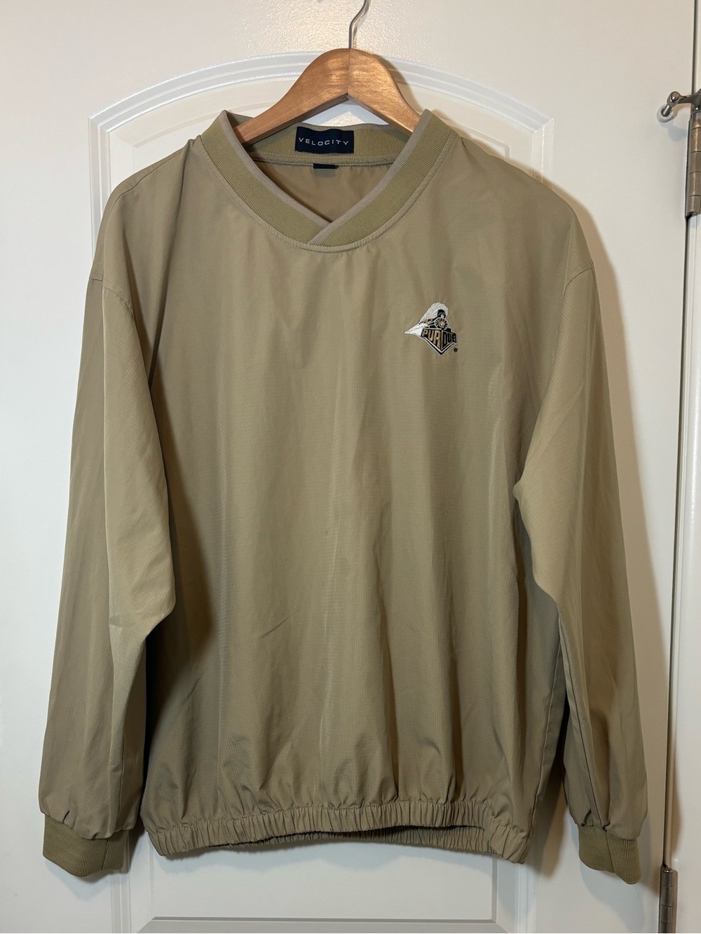 Velocity Khaki Pullover Jacket with Navy Logo Patch